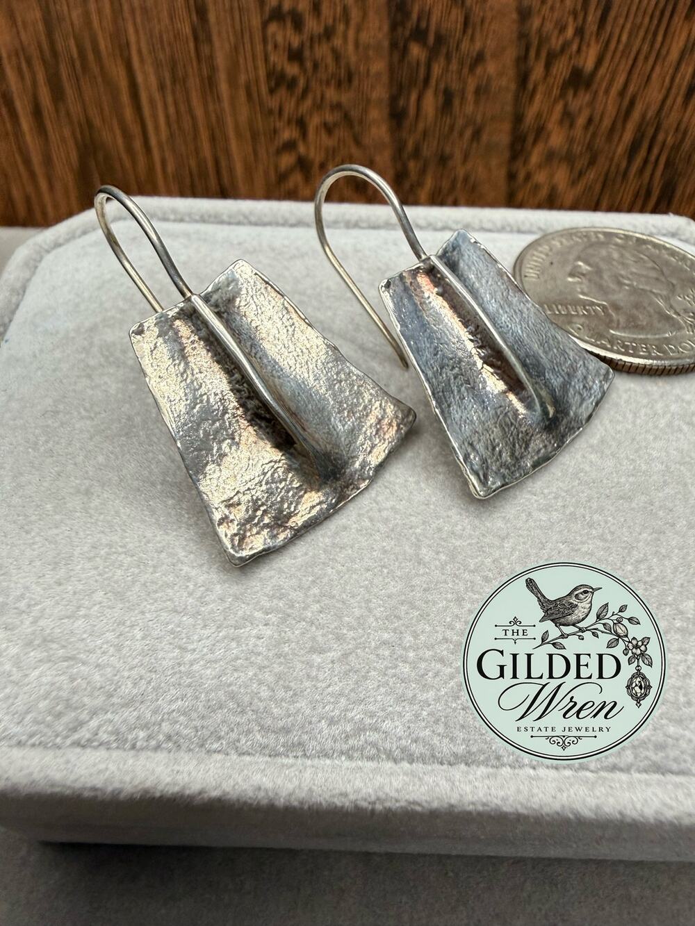 Silpada W2944 Liberty Sterling Silver Israel Textured Drop Earrings 925 Retired